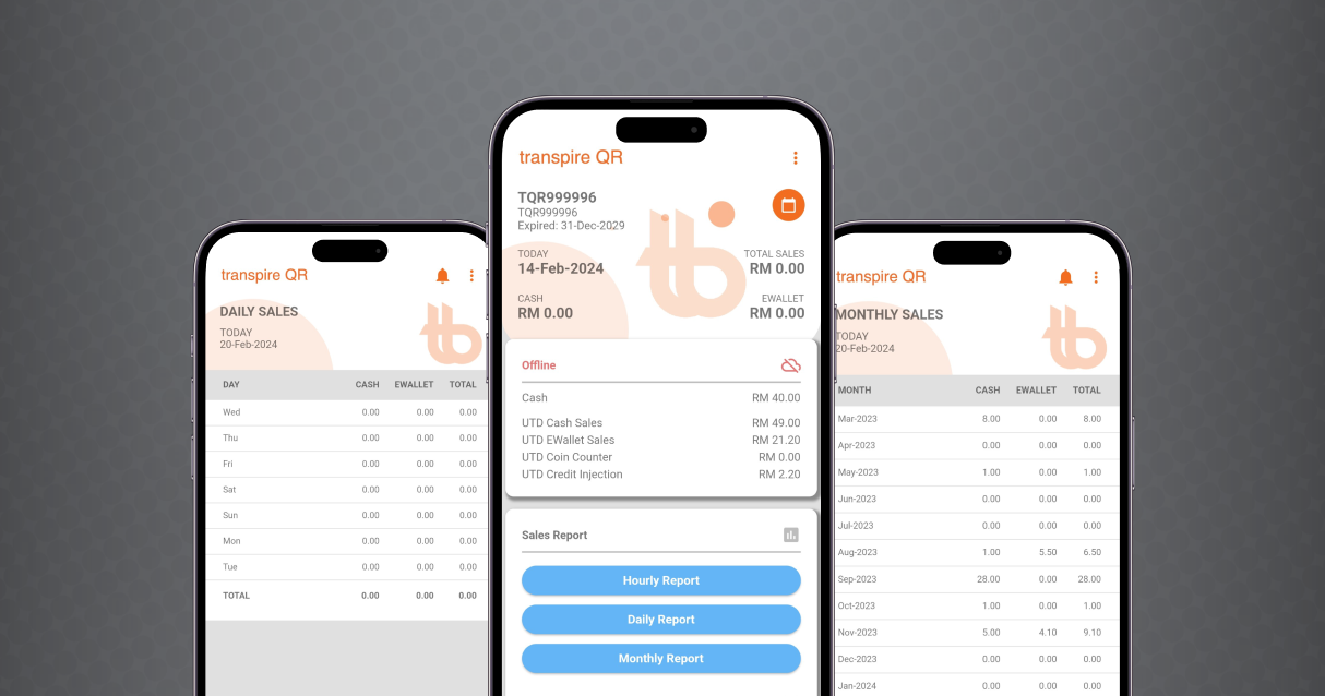 transpire QR DuitNow QR sales tracking management system/app for japanese can vending machine